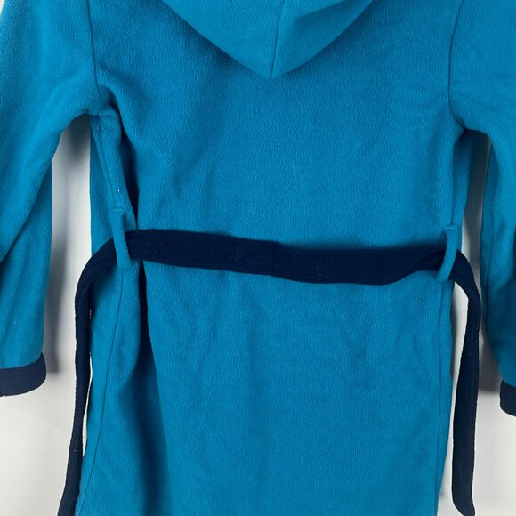 Disney Kids Bath Robe Size 6 Blue Long Sleeves Hooded Pockets Mickey Mouse - Picture 8 of 9